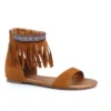 Ellie Shoes Tribal Fringe Native Flat Sandal With Embroidered Details