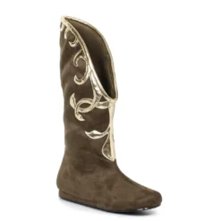 Ellie Shoes Flat Microfiber Boot With Gold Trim