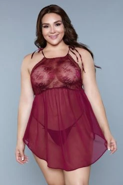 Be Wicked Alana Chemise Burgundy LINGERIE