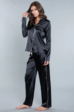 Be Wicked SLEEPWEAR Tessa Satin Set Black