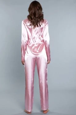 Be Wicked Tessa Satin Set Rose