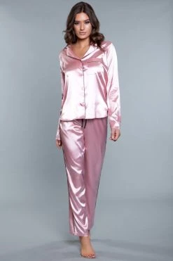 Be Wicked Tessa Satin Set Rose