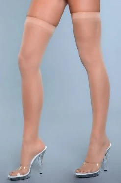 Be Wicked Hosiery Best Behavior Thigh Highs Nude