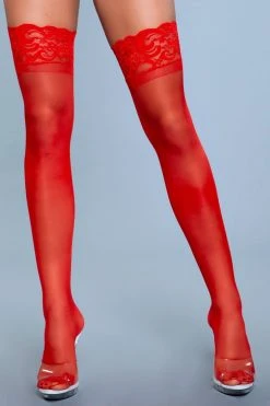 Be Wicked Lace Over It Thigh Highs Red Hosiery