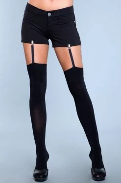 Be Wicked Hosiery Hanging On Clip Garter Thigh Highs