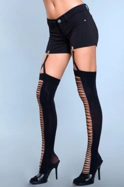 Be Wicked Hosiery Illusion Clip Garter Thigh Highs