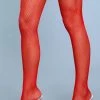 Be Wicked Hosiery Nylon Fishnet Thigh Highs Red
