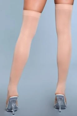 Be Wicked Opaque Nylon Thigh Highs Nude Hosiery