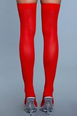 Be Wicked Opaque Nylon Thigh Highs Red