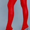 Be Wicked Opaque Nylon Thigh Highs Red