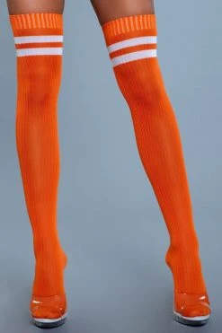 Be Wicked Hosiery Going Pro Thigh Highs Orange