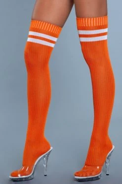 Be Wicked Hosiery Going Pro Thigh Highs Orange
