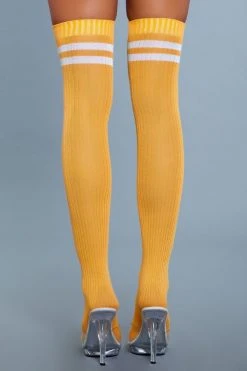 Be Wicked Hosiery Going Pro Thigh Highs Yellow