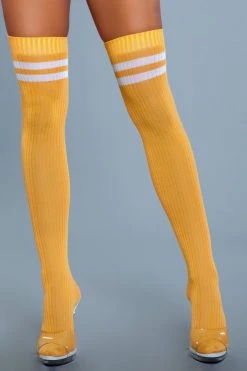 Be Wicked Hosiery Going Pro Thigh Highs Yellow