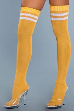 Be Wicked Hosiery Going Pro Thigh Highs Yellow