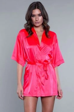 Be Wicked LINGERIE Home Alone Robe Hot Pink