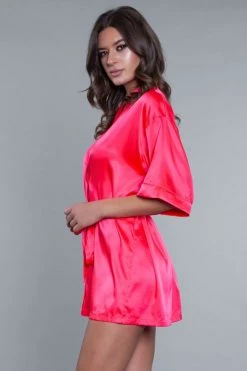 Be Wicked LINGERIE Home Alone Robe Hot Pink