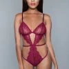 Be Wicked Jacklyn Lace Teddy Burgundy LINGERIE