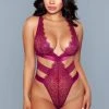 Be Wicked LINGERIE Llana Banded Teddy Burgundy