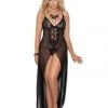 Elegant Moments Plus Size Lingerie Black Gown