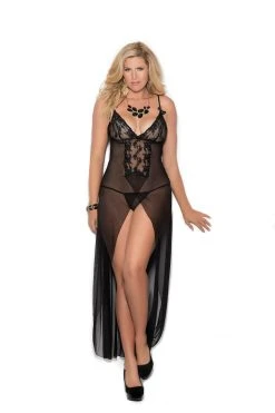 Elegant Moments Plus Size Lingerie Black Gown