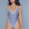 Be Wicked Payton One Piece Swimsuit Grey SWIMWEAR