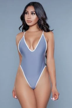 Be Wicked Payton One Piece Swimsuit Grey SWIMWEAR