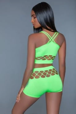 Be Wicked Neon Green Palmer Short And Top Set