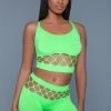 Be Wicked Neon Green Palmer Short And Top Set