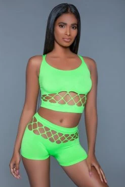 Be Wicked Neon Green Palmer Short And Top Set