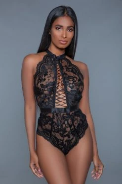 Be Wicked Tops Margot Black Lace Bodysuit