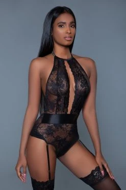 Be Wicked Tops Ophelia Black Lace Bodysuit