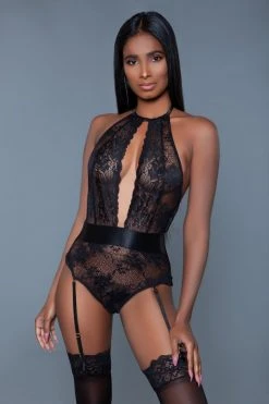 Be Wicked Tops Ophelia Black Lace Bodysuit