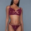Be Wicked Evangeline Burgundy Lingerie Set