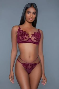 Be Wicked Evangeline Burgundy Lingerie Set