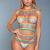 Be Wicked LINGERIE Bare It All Rainbow Bodystocking