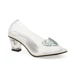 Ellie Shoes Heel Clear Slipper With Silver Glitter Heart