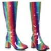 Ellie Shoes Knee High Rainbow Gogo Boots
