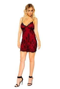Roma Costume Eyelash Lace Mini Dress With Contrast Color Lining