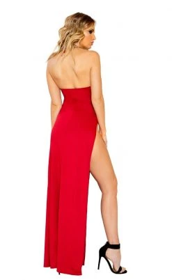 Roma Costume Maxi Length Dress With Deep V Detail And High Slit