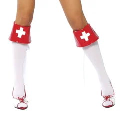 Roma Costume ACCESORIES Red And White Boot Cuffs