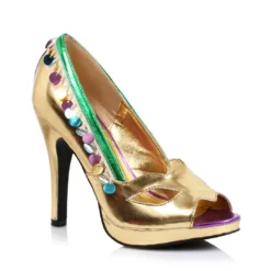 Ellie Shoes Metallic Peep-Toe Pump