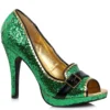 Ellie Shoes Green Glitter Peep-Toe Pump