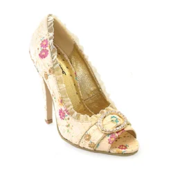 Ellie Shoes 4.5 Decorative Fabric Peep-Toe W/Rhinestones