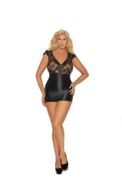 Elegant Moments Plus Size Lingerie Black Chemise