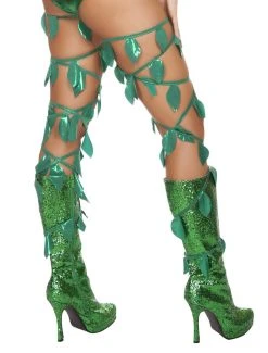 Roma Costume Rave Leg Warmers & Wraps Green Leaf Thigh Wraps
