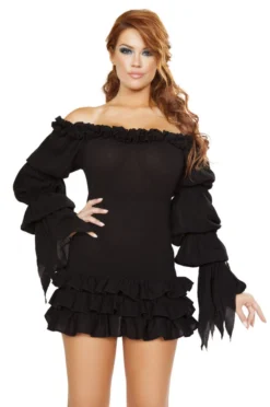 Roma Costume Ruffled Pirate Dress With Sleeves & Multi Layered Skirt