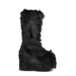 Ellie Shoes Chunky Heel Platform Faux Fur Boot
