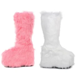 Ellie Shoes Chunky Heel Platform Faux Fur Boot