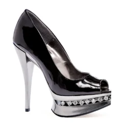 Ellie Shoes 6 Metallic Heel W/ Rhinestone In Platform